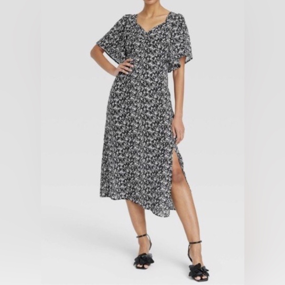 A New Day Black and Cream Floral Maxi Dress